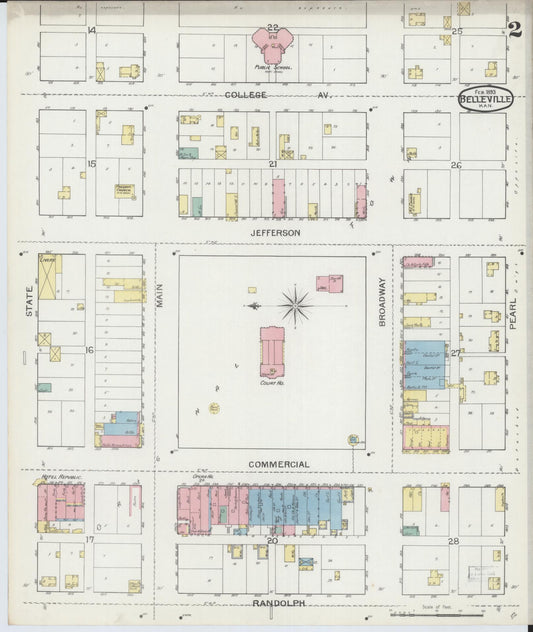 Sanborn Fire Insurance Map from Belleville, Republic County, Kansas (1893), Sheet #0002 - Historic Sanborn Fire Insurance Map Print, vintage old map wall art, antique decor, genealogy gift, Kansas Kansas map