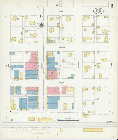Sanborn Fire Insurance Map from Hico, Hamilton County, Texas (1903), Sheet #0003 - Historic Sanborn Fire Insurance Map Print, vintage old map wall art, antique decor, genealogy gift, Texas Texas map