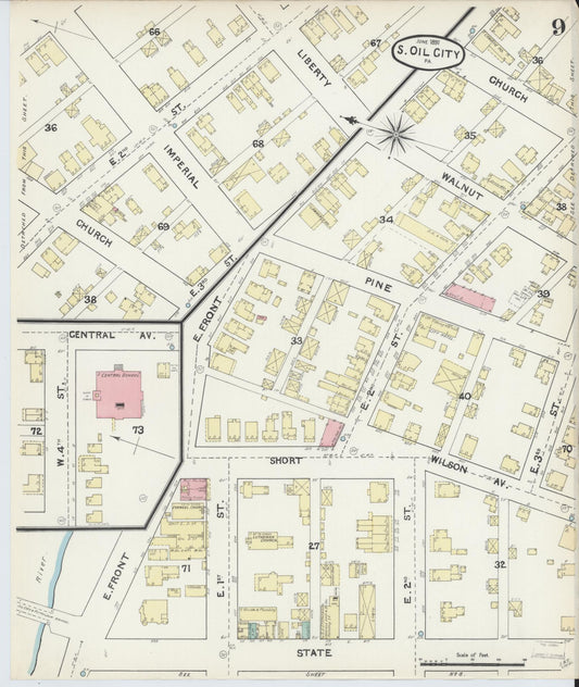 Sanborn Fire Insurance Map from Oil City, Venango County, Pennsylvania (1891), Sheet #0009 - Historic Sanborn Fire Insurance Map Print, vintage old map wall art, antique decor, genealogy gift, Pennsylvania Pennsylvania map