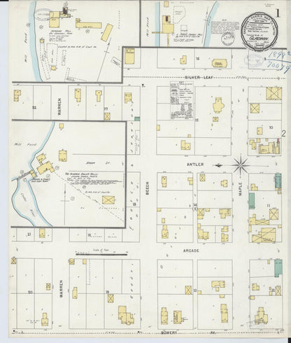 Sanborn Fire Insurance Map from Gladwin, Gladwin County, Michigan (1898), Sheet #0001 - Complete Map Set gallery image, historic Sanborn map, vintage wall art, Michigan Michigan