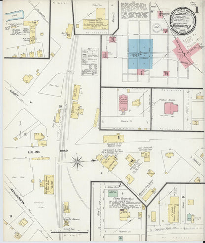 Sanborn Fire Insurance Map from Morganfield, Union County, Kentucky (1897), Sheet #0001 - Complete Map Set gallery image, historic Sanborn map, vintage wall art, Kentucky Kentucky