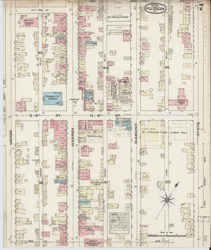 Sanborn Fire Insurance Map from Hudson, Columbia County, New York (1884), Sheet #0007 - Complete Map Set gallery image, historic Sanborn map, vintage wall art, New York New York