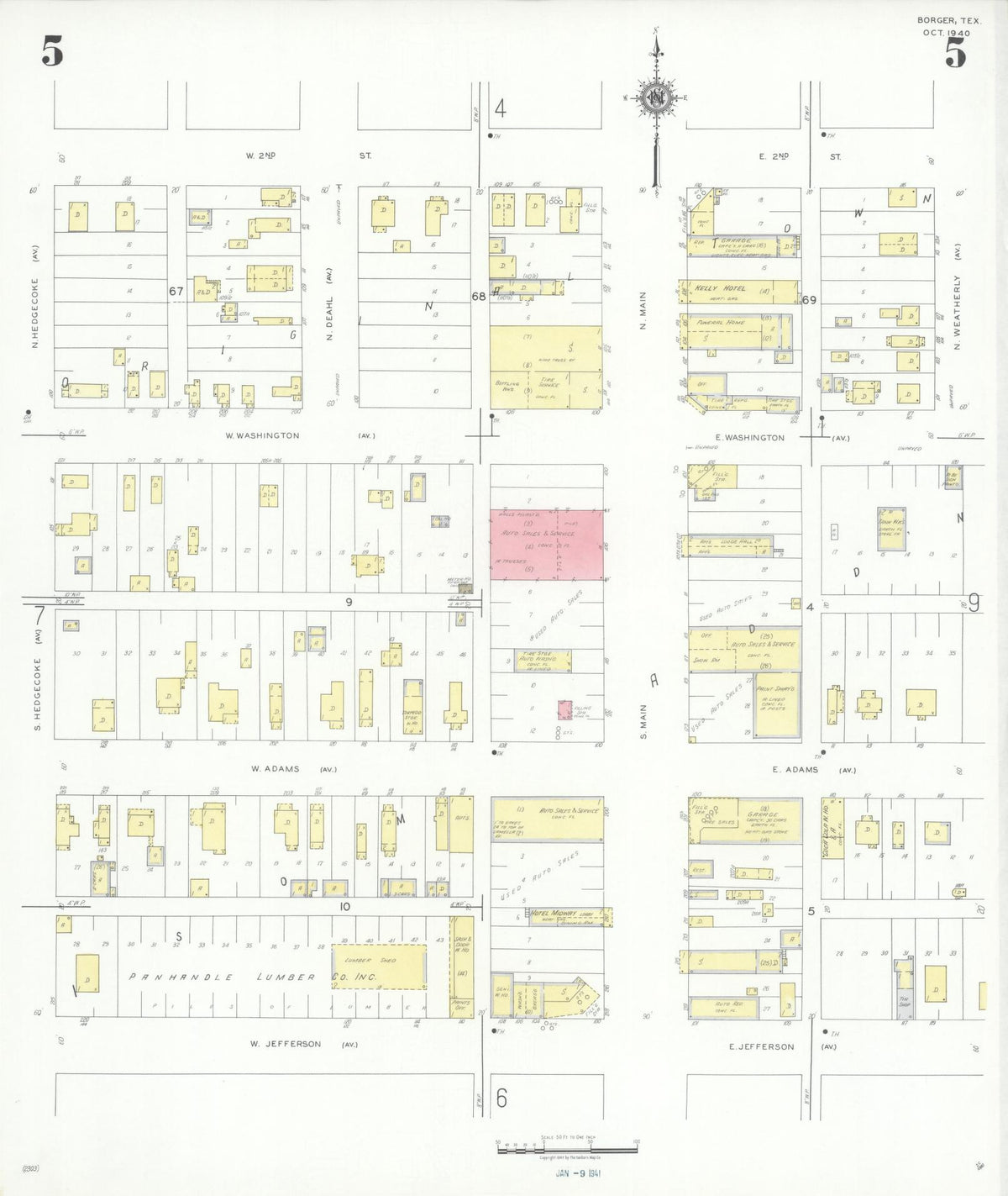 Sanborn Fire Insurance Map from Borger, Hutchinson County, Texas (1940), Sheet #0005 - Complete Map Set gallery image, historic Sanborn map, vintage wall art, Texas Texas