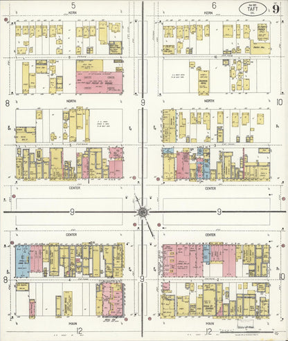 Sanborn Fire Insurance Map from Taft, Kern County, California (1921), Sheet #0009 - Complete Map Set gallery image, historic Sanborn map, vintage wall art, California California