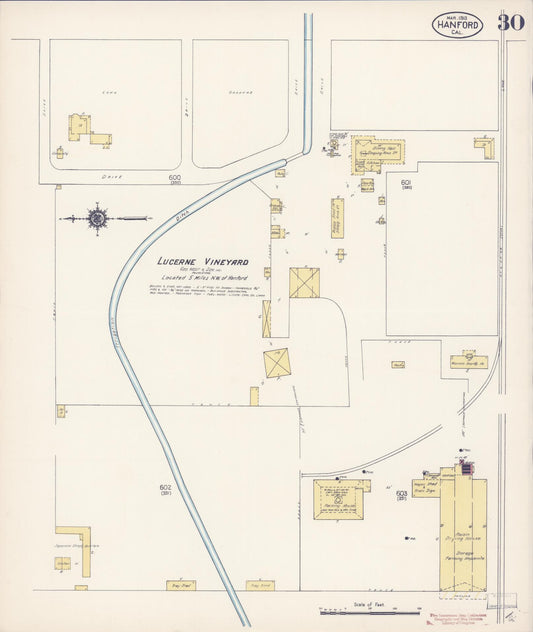 Sanborn Fire Insurance Map from Hanford, Kings County, California (1913), Sheet #0030 - Historic Sanborn Fire Insurance Map Print, vintage old map wall art, antique decor, genealogy gift, California California map