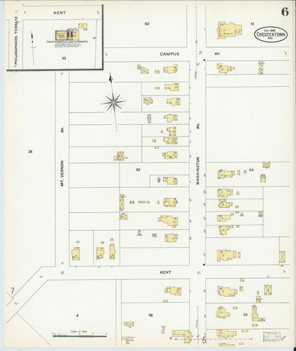 Sanborn Fire Insurance Map from Chestertown, Kent County, Maryland (1908), Sheet #0006 - Complete Map Set gallery image, historic Sanborn map, vintage wall art, Maryland Maryland