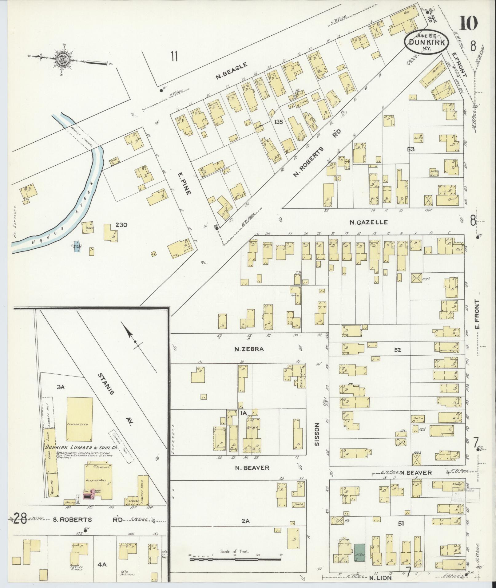 Sanborn Fire Insurance Map from Dunkirk, Chautauqua County, New York (1910), Sheet #0010 - Complete Map Set gallery image, historic Sanborn map, vintage wall art, New York New York