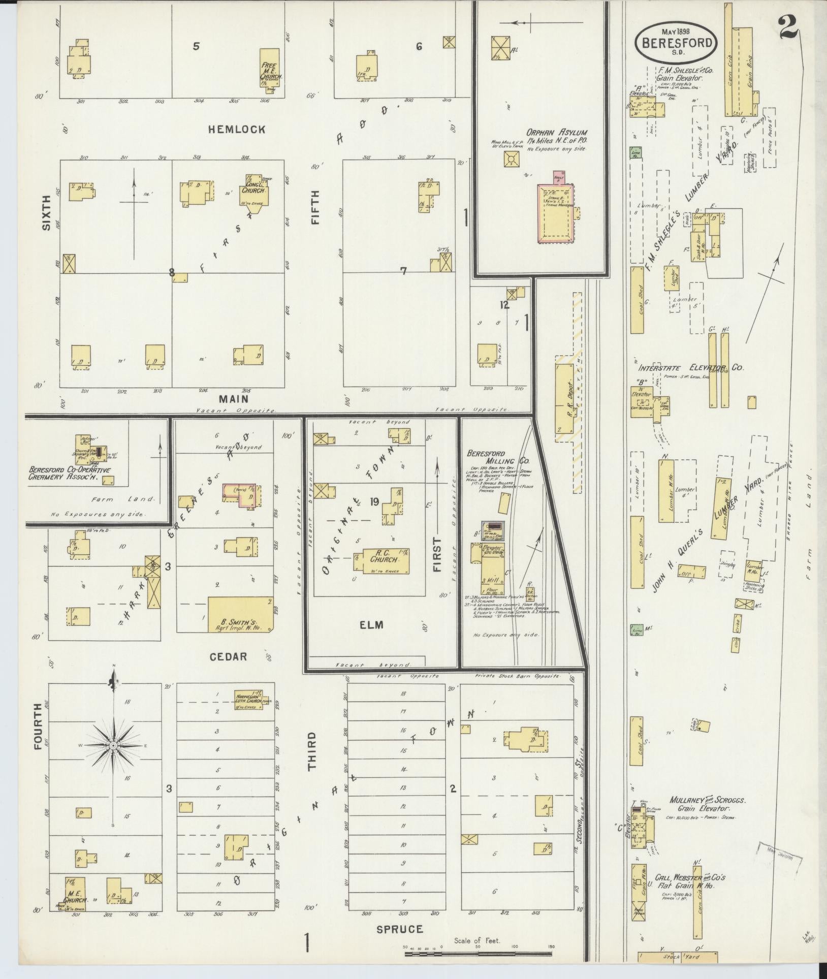 Sanborn Fire Insurance Map from Beresford, Union And Lincoln Counties, South Dakota (1898), Sheet #0002 - Historic Sanborn Fire Insurance Map Print, vintage old map wall art, antique decor, genealogy gift, South Dakota South Dakota map