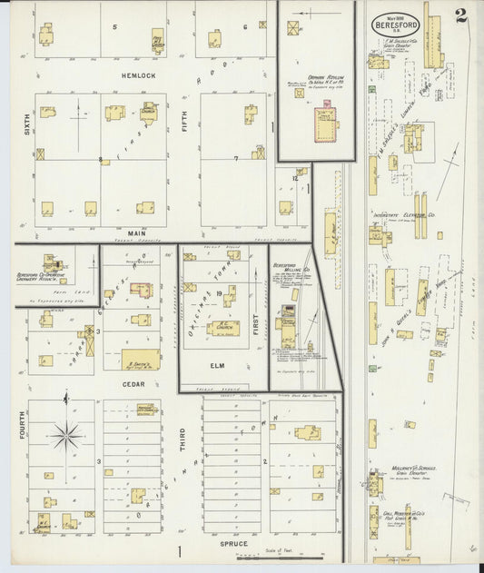 Sanborn Fire Insurance Map from Beresford, Union And Lincoln Counties, South Dakota (1898), Sheet #0002 - Historic Sanborn Fire Insurance Map Print, vintage old map wall art, antique decor, genealogy gift, South Dakota South Dakota map