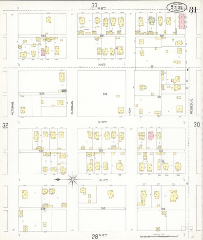 Sanborn Fire Insurance Map from Boise, Ada County, Idaho (1903), Sheet #0031 - Complete Map Set gallery image, historic Sanborn map, vintage wall art, Idaho Idaho