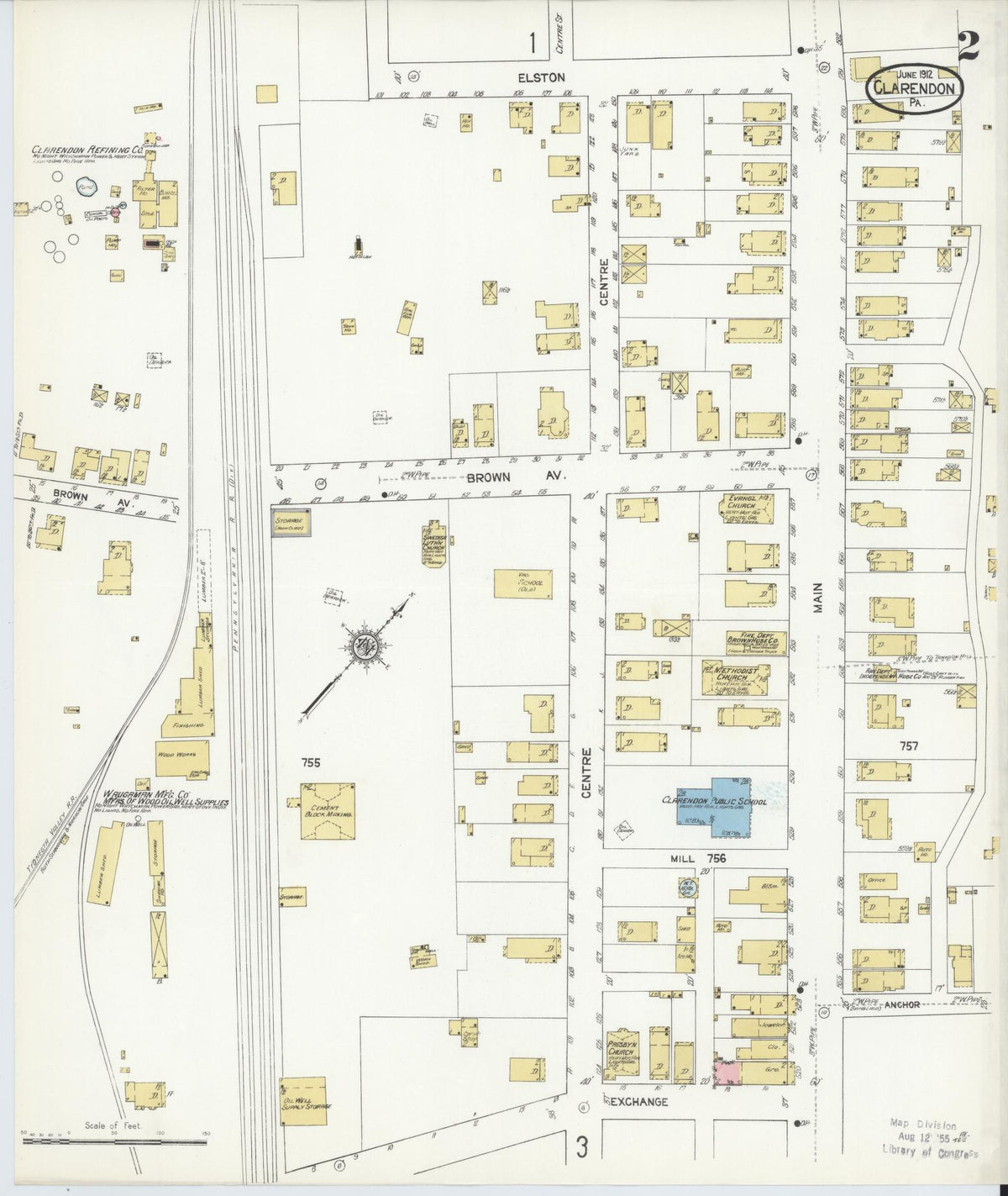 Sanborn Fire Insurance Map from Clarendon, Warren County, Pennsylvania (1912), Sheet #0002 - Complete Map Set gallery image, historic Sanborn map, vintage wall art, Pennsylvania Pennsylvania