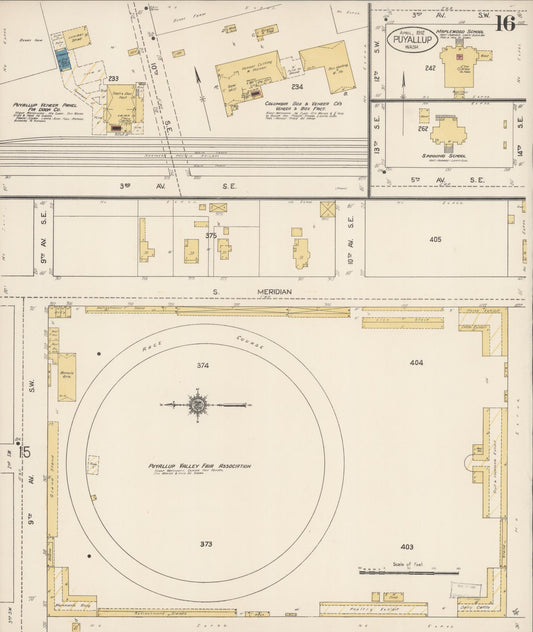 Sanborn Fire Insurance Map from Puyallup, Pierce County, Washington (1912), Sheet #0016 - Historic Sanborn Fire Insurance Map Print, vintage old map wall art, antique decor, genealogy gift, Washington Washington map