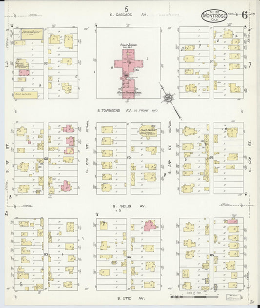 Sanborn Fire Insurance Map from Montrose, Montrose County, Colorado (1912), Sheet #0006 - Historic Sanborn Fire Insurance Map Print, vintage old map wall art, antique decor, genealogy gift, Colorado Colorado map