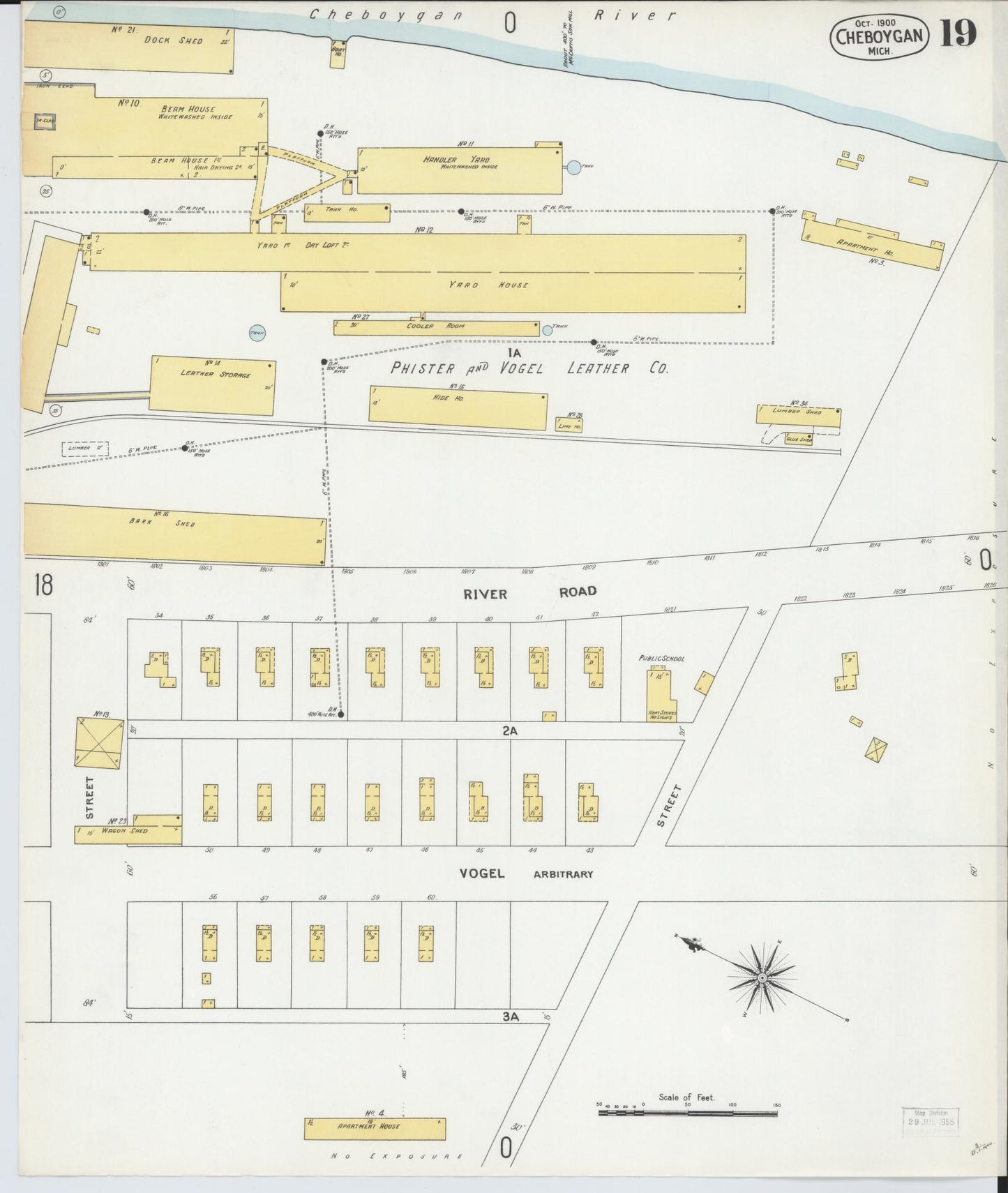 Sanborn Fire Insurance Map from Cheboygan, Cheboygan County, Michigan (1900), Sheet #0019 - Complete Map Set gallery image, historic Sanborn map, vintage wall art, Michigan Michigan