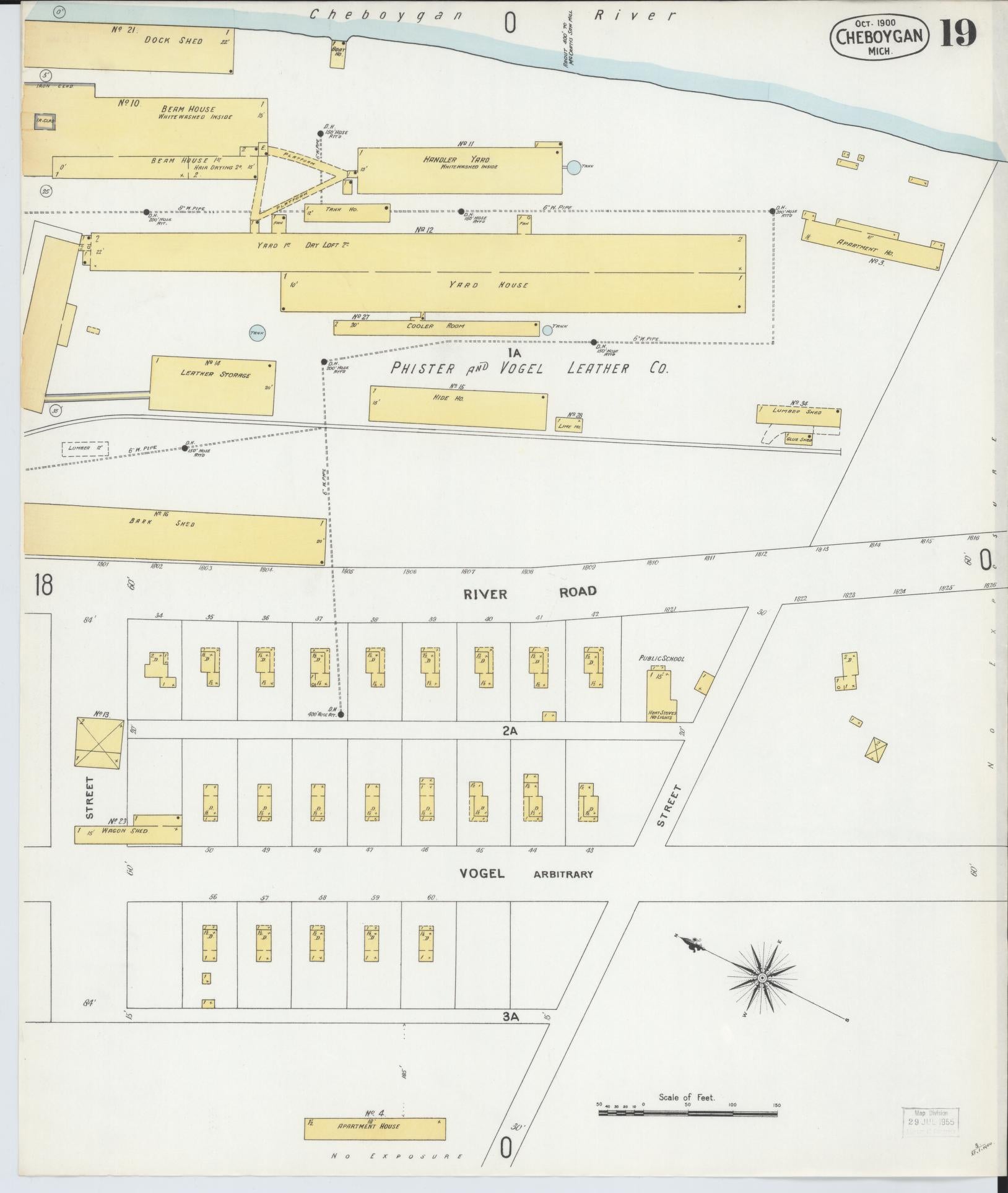 Sanborn Fire Insurance Map from Cheboygan, Cheboygan County, Michigan (1900), Sheet #0019 - Complete Map Set gallery image, historic Sanborn map, vintage wall art, Michigan Michigan