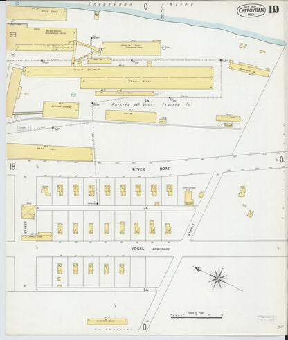 Sanborn Fire Insurance Map from Cheboygan, Cheboygan County, Michigan (1900), Sheet #0019 - Complete Map Set gallery image, historic Sanborn map, vintage wall art, Michigan Michigan
