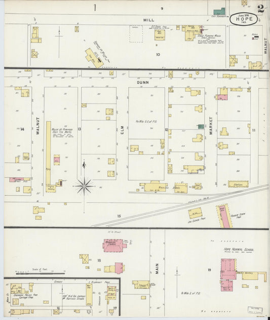 Sanborn Fire Insurance Map from Hope, Bartholomew County, Indiana (1896), Sheet #0002 - Historic Sanborn Fire Insurance Map Print, vintage old map wall art, antique decor, genealogy gift, Indiana Indiana map