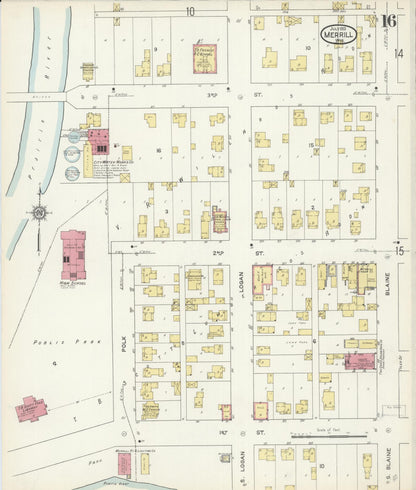 Sanborn Fire Insurance Map from Merrill, Lincoln County, Wisconsin (1913), Sheet #0016 - Complete Map Set gallery image, historic Sanborn map, vintage wall art, Wisconsin Wisconsin