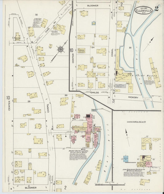 Sanborn Fire Insurance Map from Ellenville, Ulster County, New York (1914), Sheet #0002 - Historic Sanborn Fire Insurance Map Print, vintage old map wall art, antique decor, genealogy gift, New York New York map