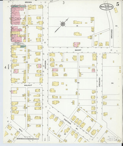 Sanborn Fire Insurance Map from New Lexington, Perry County, Ohio (1909), Sheet #0005 - Historic Sanborn Fire Insurance Map Print, vintage old map wall art, antique decor, genealogy gift, Ohio Ohio map