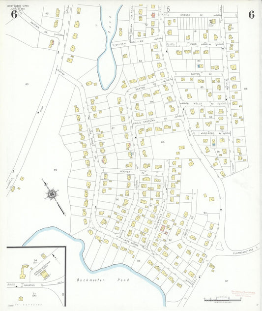 Sanborn Fire Insurance Map from Westwood, Norfolk County, Massachusetts (1941), Sheet #0006 - Historic Sanborn Fire Insurance Map Print, vintage old map wall art, antique decor, genealogy gift, Massachusetts Massachusetts map