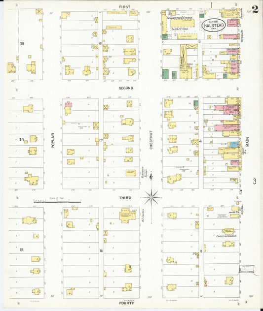 Sanborn Fire Insurance Map from Halstead, Harvey County, Kansas (1901), Sheet #0002 - Historic Sanborn Fire Insurance Map Print, vintage old map wall art, antique decor, genealogy gift, Kansas Kansas map