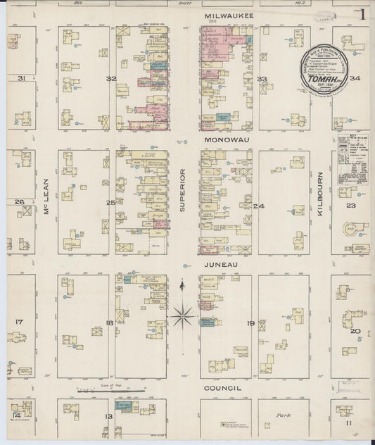Sanborn Fire Insurance Map from Tomah, Monroe County, Wisconsin (1885), Sheet #0001 - Complete Map Set gallery image, historic Sanborn map, vintage wall art, Wisconsin Wisconsin