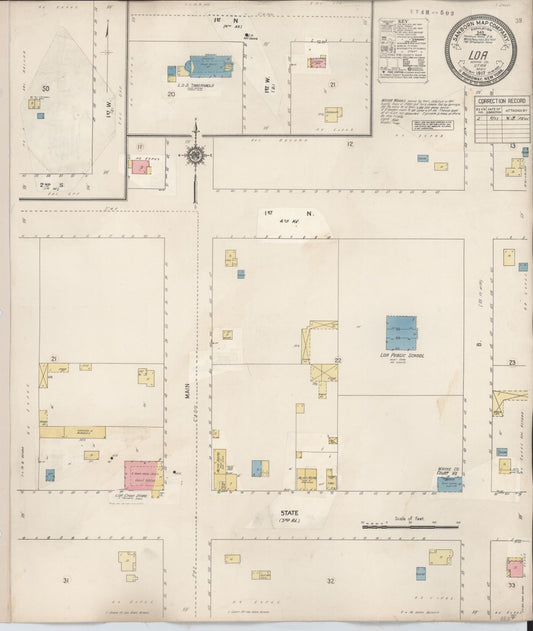 Sanborn Fire Insurance Map from Loa, Wayne County, Utah (1931), Sheet #0001 - Historic Sanborn Fire Insurance Map Print, vintage old map wall art, antique decor, genealogy gift, Utah Utah map