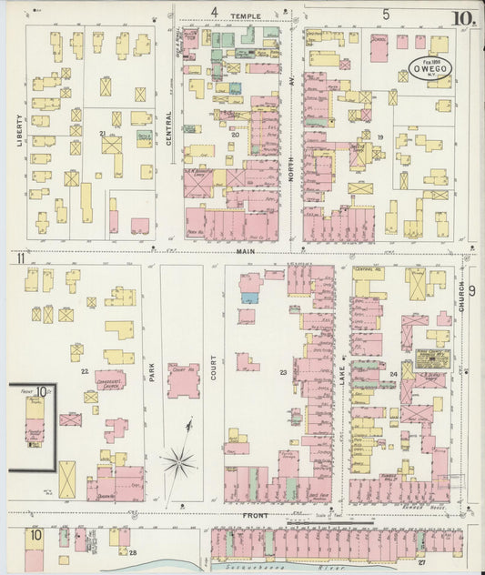 Sanborn Fire Insurance Map from Owego, Tioga County, New York (1898), Sheet #0010 - Historic Sanborn Fire Insurance Map Print, vintage old map wall art, antique decor, genealogy gift, New York New York map