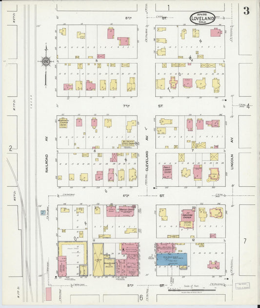 Sanborn Fire Insurance Map from Loveland, Larimer County, Colorado (1918), Sheet #0003 - Historic Sanborn Fire Insurance Map Print, vintage old map wall art, antique decor, genealogy gift, Colorado Colorado map