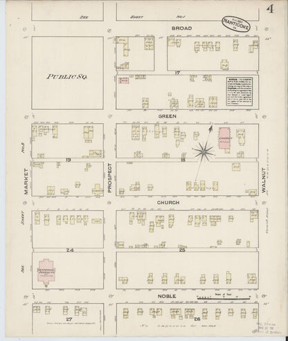 Sanborn Fire Insurance Map from Nanticoke, Luzerne County, Pennsylvania (1884), Sheet #0004 - Historic Sanborn Fire Insurance Map Print, vintage old map wall art, antique decor, genealogy gift, Pennsylvania Pennsylvania map