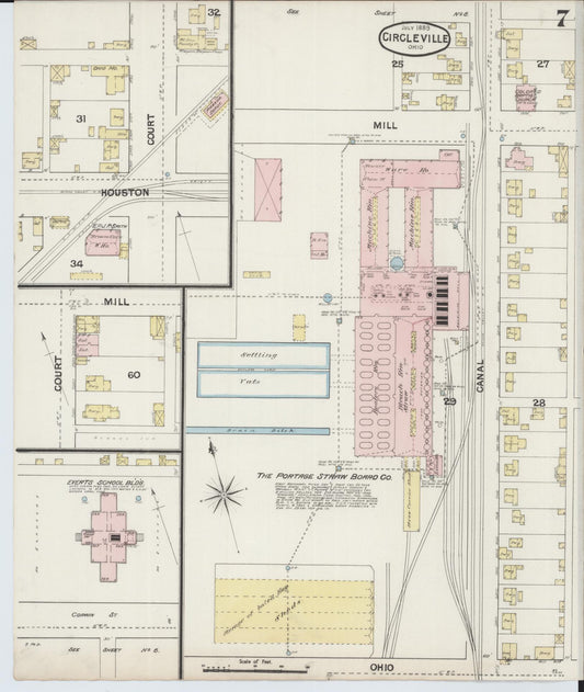 Sanborn Fire Insurance Map from Circleville, Pickaway County, Ohio (1889), Sheet #0007 - Historic Sanborn Fire Insurance Map Print, vintage old map wall art, antique decor, genealogy gift, Ohio Ohio map