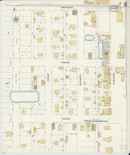 Sanborn Fire Insurance Map from Ashley, Washington County, Illinois (1900), Sheet #0002 - Complete Map Set gallery image, historic Sanborn map, vintage wall art, Illinois Illinois