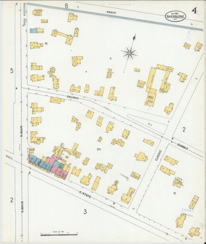 Sanborn Fire Insurance Map from Sherburne, Chenango County, New York (1900), Sheet #0004 - Historic Sanborn Fire Insurance Map Print, vintage old map wall art, antique decor, genealogy gift, New York New York map