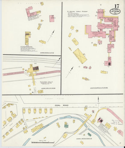 Sanborn Fire Insurance Map from Latrobe, Westmoreland County, Pennsylvania (1909), Sheet #0017 - Historic Sanborn Fire Insurance Map Print, vintage old map wall art, antique decor, genealogy gift, Pennsylvania Pennsylvania map