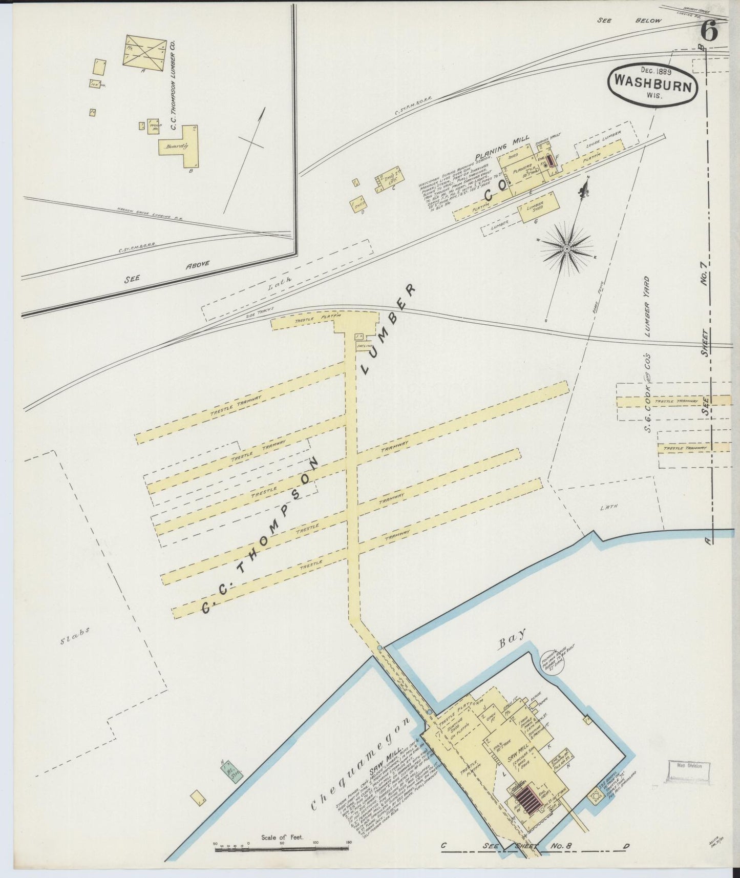 Sanborn Fire Insurance Map from Washburn, Bayfield County, Wisconsin (1889), Sheet #0006 - Complete Map Set gallery image, historic Sanborn map, vintage wall art, Wisconsin Wisconsin