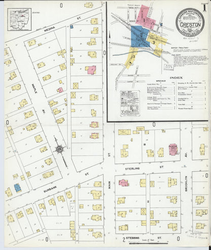 Sanborn Fire Insurance Map from Creston, Wayne County, Ohio (1921), Sheet #0001 - Historic Sanborn Fire Insurance Map Print, vintage old map wall art, antique decor, genealogy gift, Ohio Ohio map