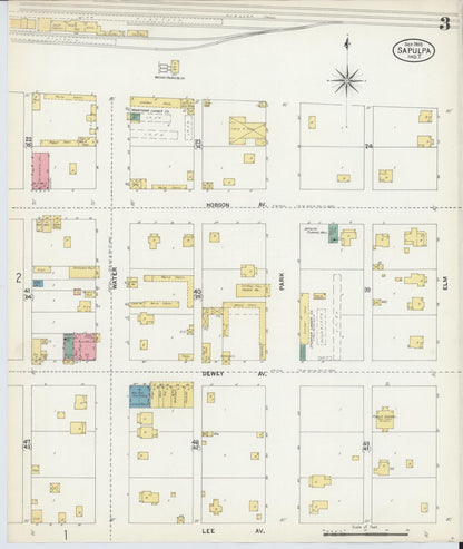 Sanborn Fire Insurance Map from Sapulpa, Creek County, Oklahoma (1903), Sheet #0003 - Complete Map Set gallery image, historic Sanborn map, vintage wall art, Oklahoma Oklahoma