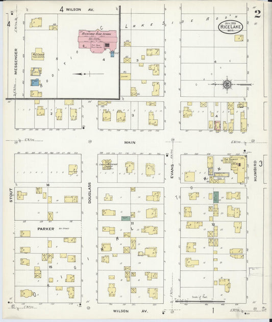 Sanborn Fire Insurance Map from Rice Lake, Barron County, Wisconsin (1909), Sheet #0002 - Historic Sanborn Fire Insurance Map Print, vintage old map wall art, antique decor, genealogy gift, Wisconsin Wisconsin map