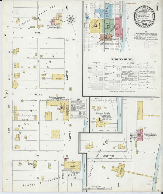 Sanborn Fire Insurance Map from Chillicothe, Peoria County, Illinois (1899), Sheet #0001 - Historic Sanborn Fire Insurance Map Print, vintage old map wall art, antique decor, genealogy gift, Illinois Illinois map