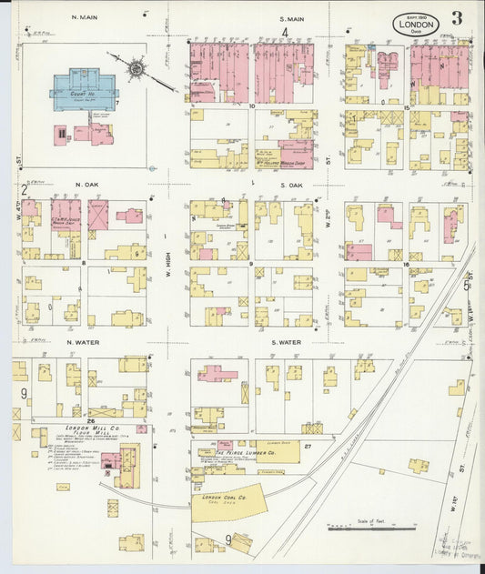 Sanborn Fire Insurance Map from London, Madison County, Ohio (1910), Sheet #0003 - Historic Sanborn Fire Insurance Map Print, vintage old map wall art, antique decor, genealogy gift, Ohio Ohio map