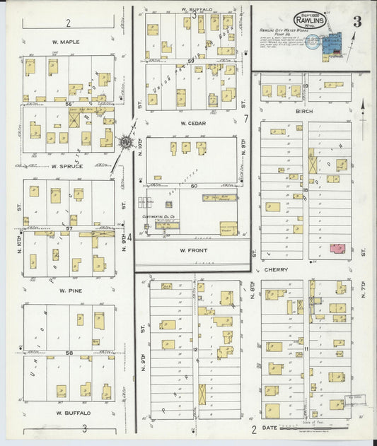 Sanborn Fire Insurance Map from Rawlins, Carbon County, Wyoming (1920), Sheet #0003 - Historic Sanborn Fire Insurance Map Print, vintage old map wall art, antique decor, genealogy gift, Wyoming Wyoming map