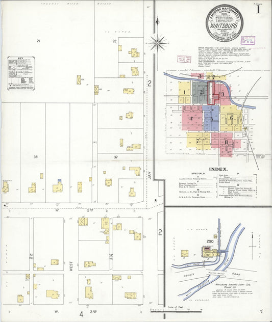 Sanborn Fire Insurance Map from Waitsburg, Walla Walla County, Washington (1909), Sheet #0001 - Complete Map Set gallery image, historic Sanborn map, vintage wall art, Washington Washington