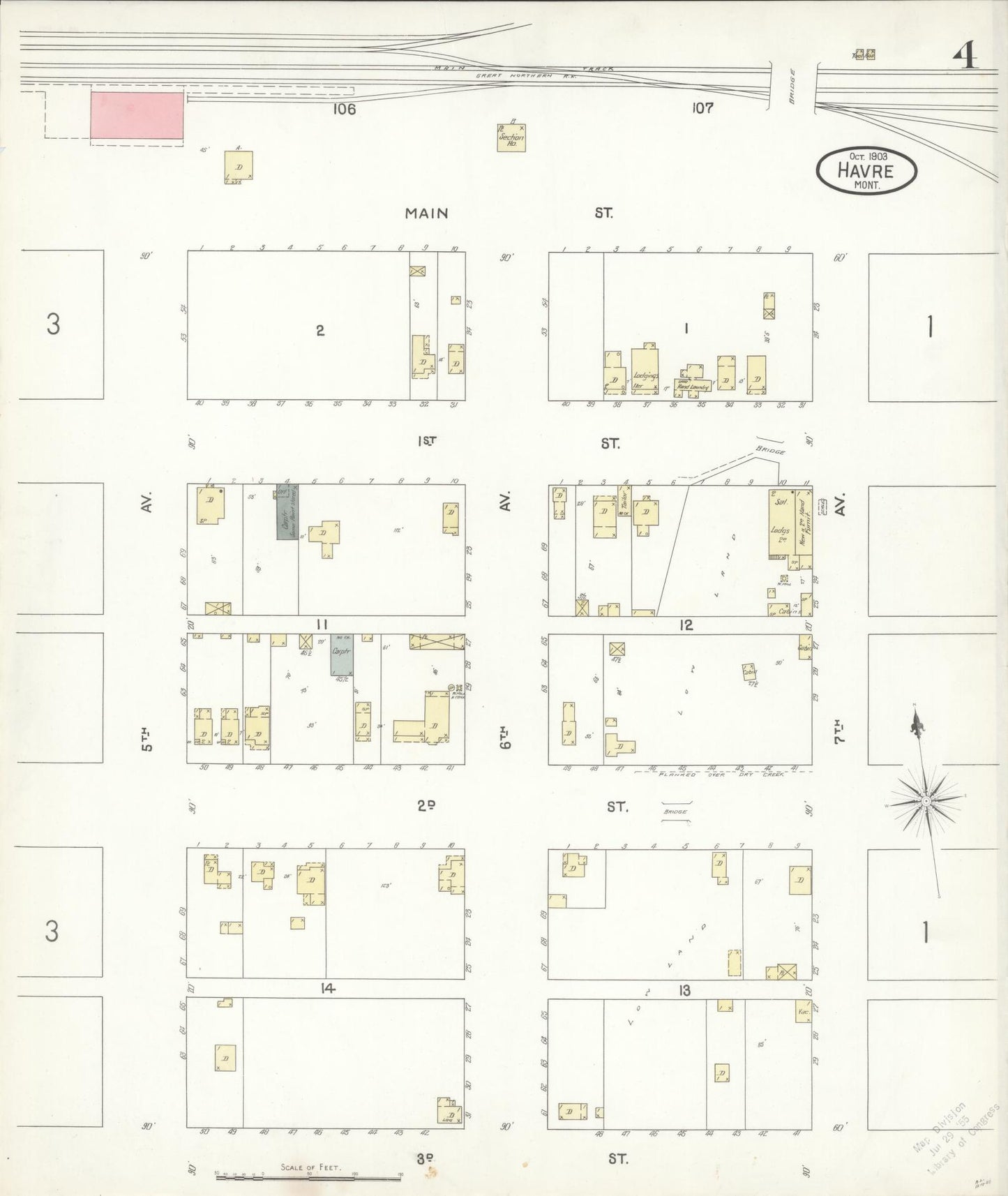 Sanborn Fire Insurance Map from Havre, Hill County, Montana (1903), Sheet #0004 - Complete Map Set gallery image, historic Sanborn map, vintage wall art, Montana Montana