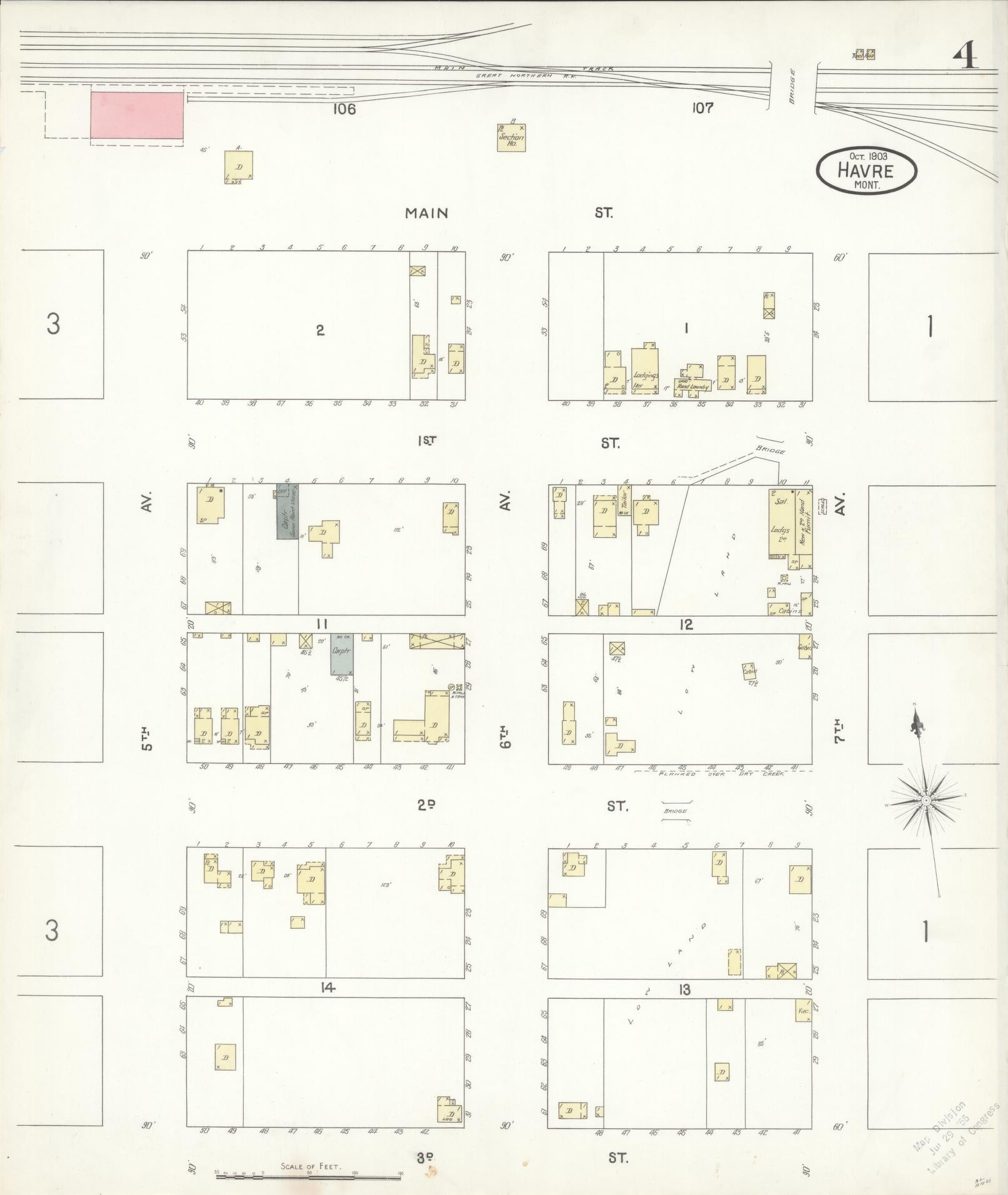 Sanborn Fire Insurance Map from Havre, Hill County, Montana (1903), Sheet #0004 - Complete Map Set gallery image, historic Sanborn map, vintage wall art, Montana Montana