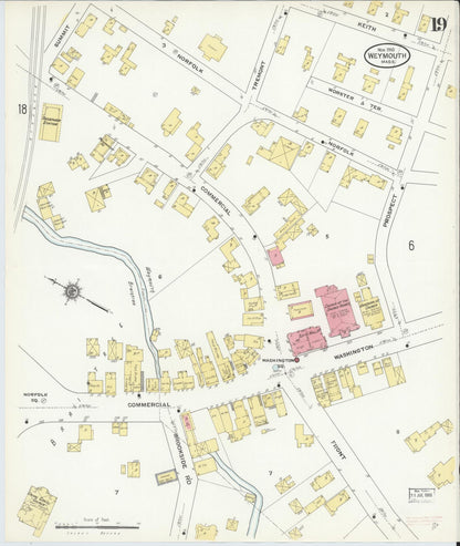 Sanborn Fire Insurance Map from Weymouth, Norfolk County, Massachusetts (1910), Sheet #0019 - Complete Map Set gallery image, historic Sanborn map, vintage wall art, Massachusetts Massachusetts