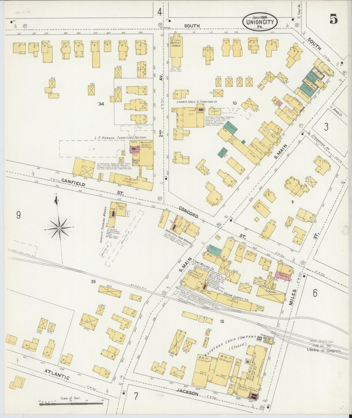 Sanborn Fire Insurance Map from Union City, Erie County, Pennsylvania (1905), Sheet #0005 - Complete Map Set gallery image, historic Sanborn map, vintage wall art, Pennsylvania Pennsylvania