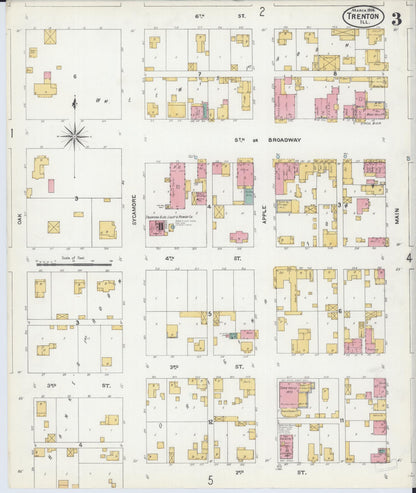 Sanborn Fire Insurance Map from Trenton, Clinton County, Illinois (1906), Sheet #0003 - Historic Sanborn Fire Insurance Map Print, vintage old map wall art, antique decor, genealogy gift, Illinois Illinois map