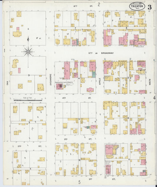 Sanborn Fire Insurance Map from Trenton, Clinton County, Illinois (1906), Sheet #0003 - Historic Sanborn Fire Insurance Map Print, vintage old map wall art, antique decor, genealogy gift, Illinois Illinois map