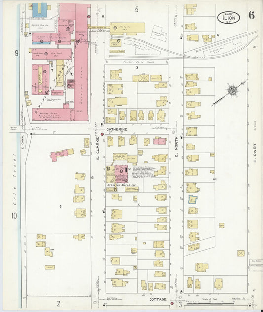 Sanborn Fire Insurance Map from Ilion, Herkimer County, New York (1912), Sheet #0006 - Historic Sanborn Fire Insurance Map Print, vintage old map wall art, antique decor, genealogy gift, New York New York map